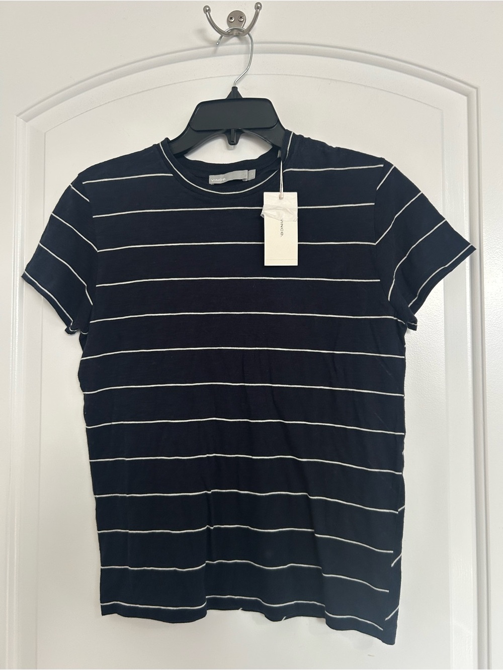 Vince 100% Pima Cotton Striped T Shirt Size S NWT Chic Minimalist Preppy Classic